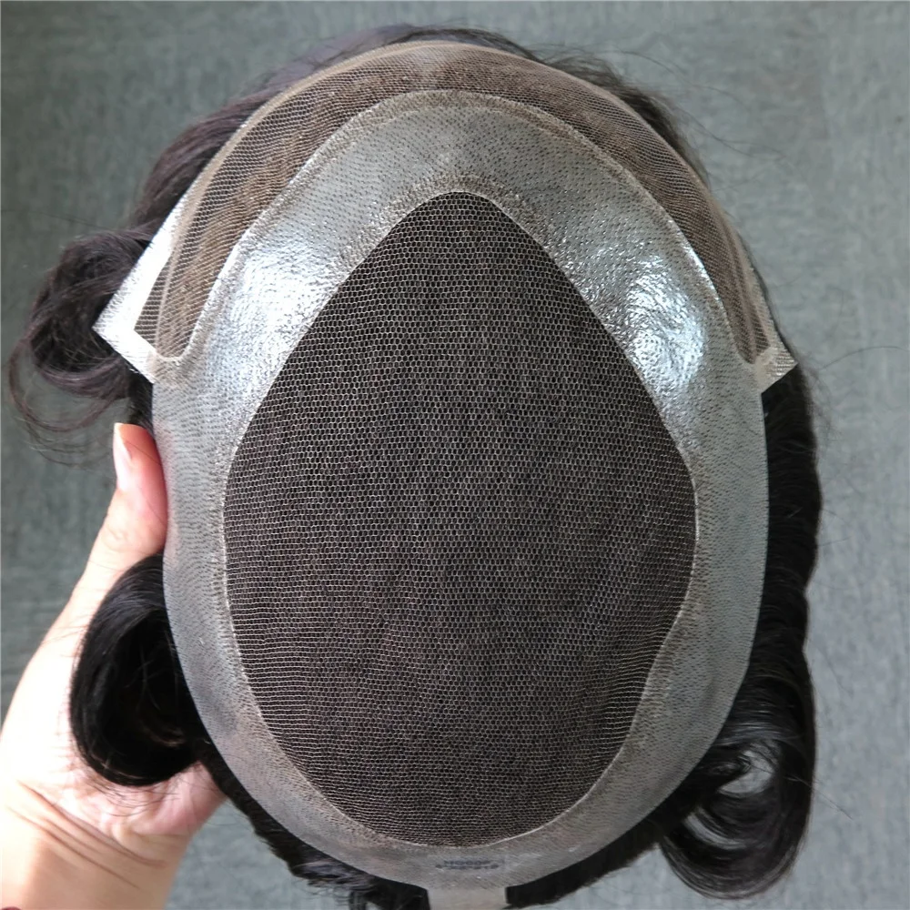 Природа волосяного покрова фронта шнурка человеческих волос шиньон для мужчин