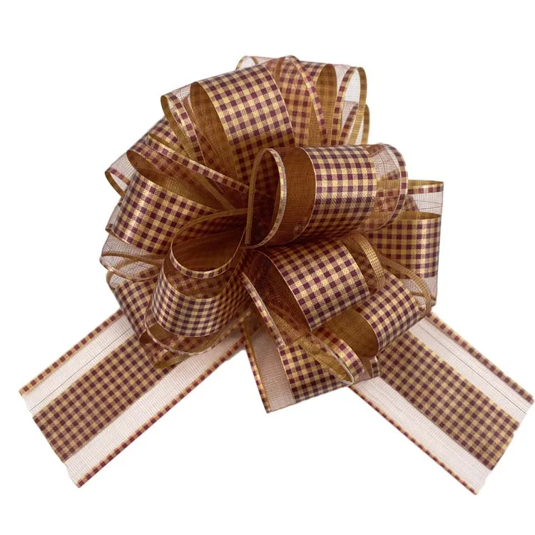 Wholesale Organza 6 Inches Plastic Ball Flower Pull Ribbon Bow Gift Wrap Pull Bows For Birthday Party Car Decoration