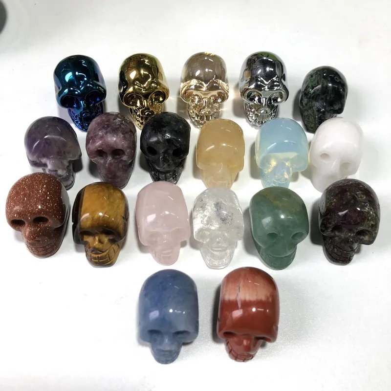 Hot Selling Healing Stones Gemstone Nature Crystal Polished Hand Carved 1 Inch Skulls Crystal Skulls