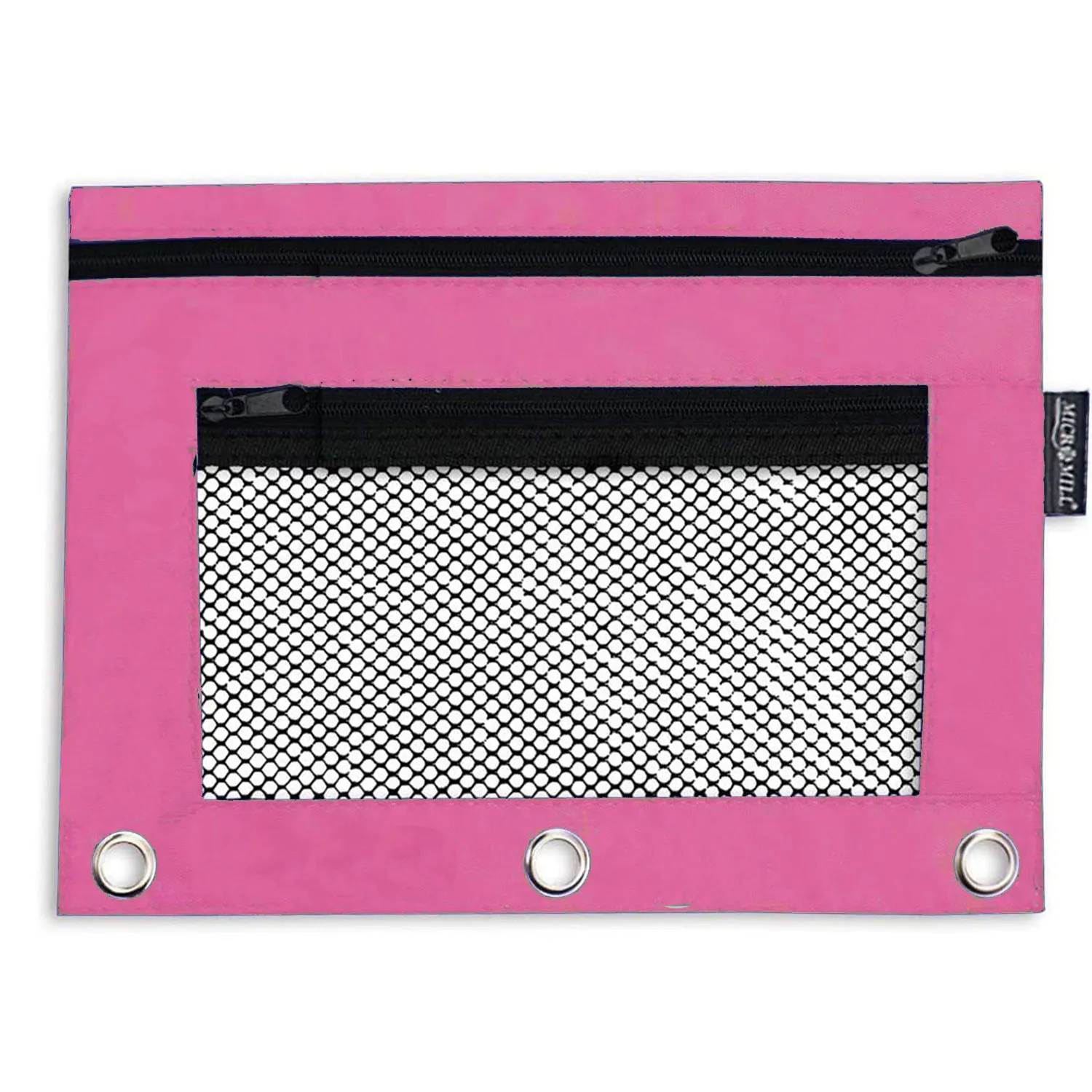 factory BSCI 600D Polyester 3-Ring Binder Zippered Pencil Pouch with Clear Window Colorful Pencil Case