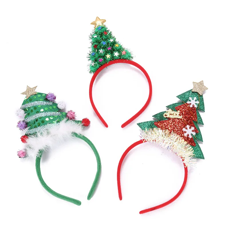 Wholesale Christmas Decorations Creative Christmas Tree Hair Band Children Adults Dress up Holiday Party Supplies Headband