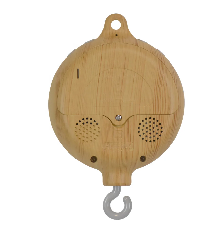 
2021 new wooden battery baby crib mobile musical box wooden baby bell 35 melody wireless and TF card version 
