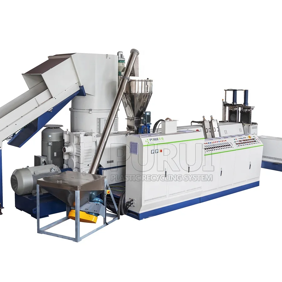 Машина для переработки отходов пластика линейный завод с рециркуляцией гранулирующая