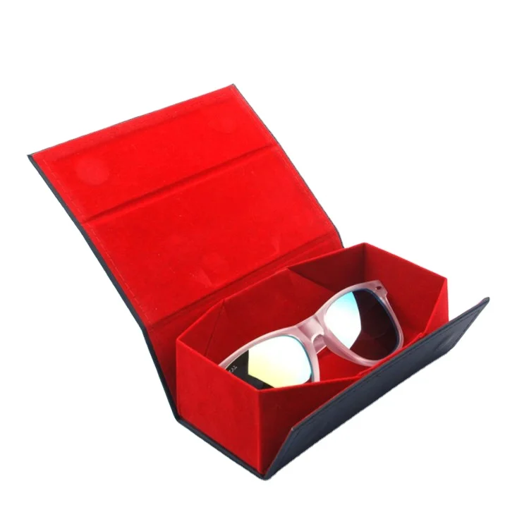 2021 Fashion custom logo Resistant Folding Fashion Leather Glasses case sunglasses packaging box