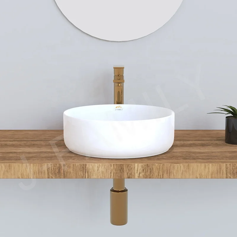 Slim Edge Bathroom Sink Ceramic Round Wash Basin Decoration Above counter