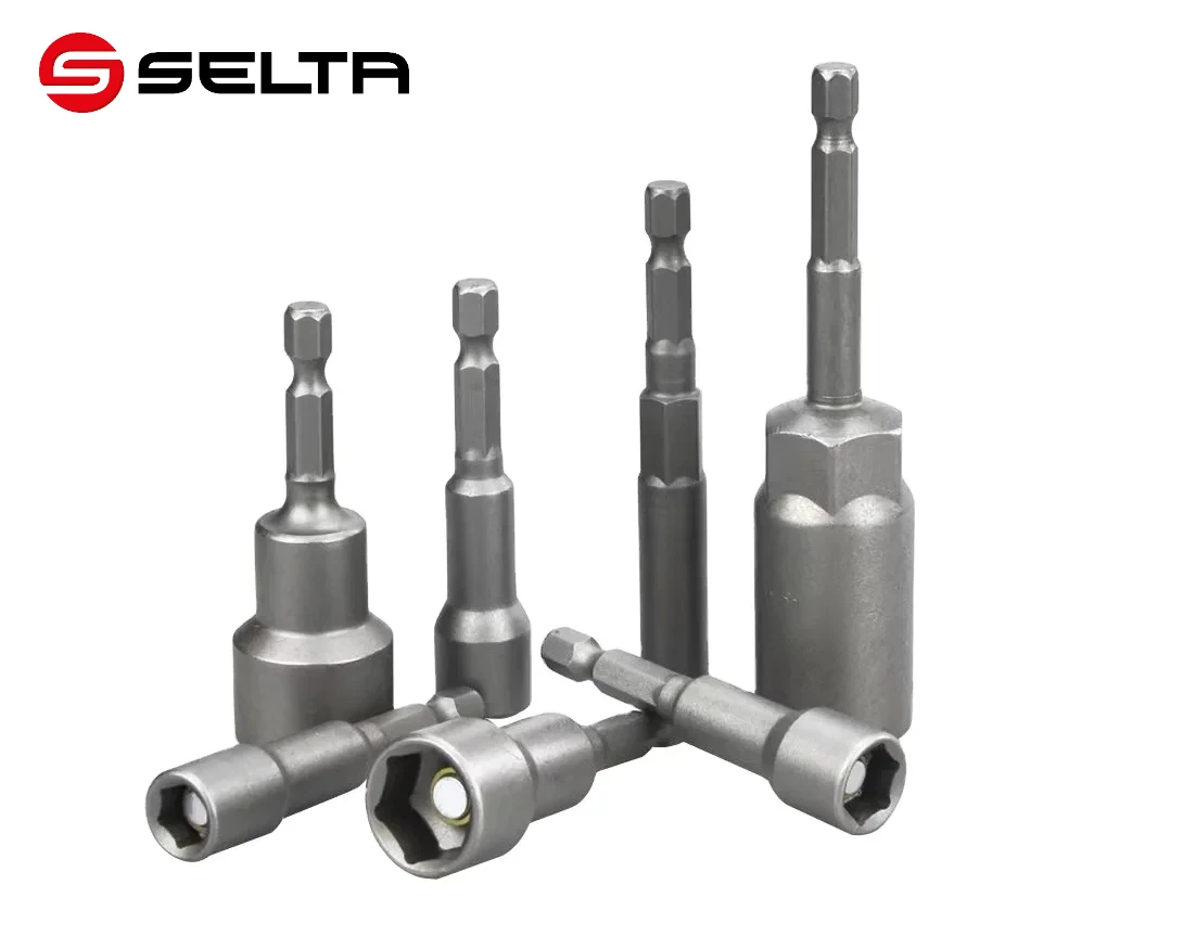 Sandblasting Chrome Hex Shank Drive Holder 5-19mm Nut Driver 8mm Magnetic Nut Setter