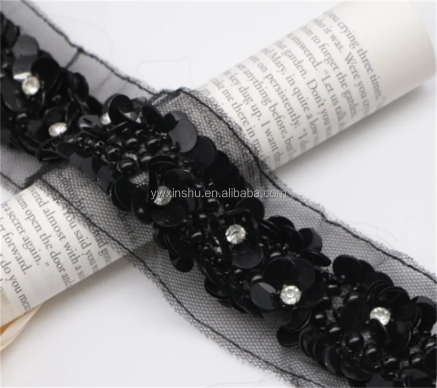Spot handmade beaded sequins pearl lace organza lace accessories diy shoes and hats clothing decoration acces Dress Sewing Craft