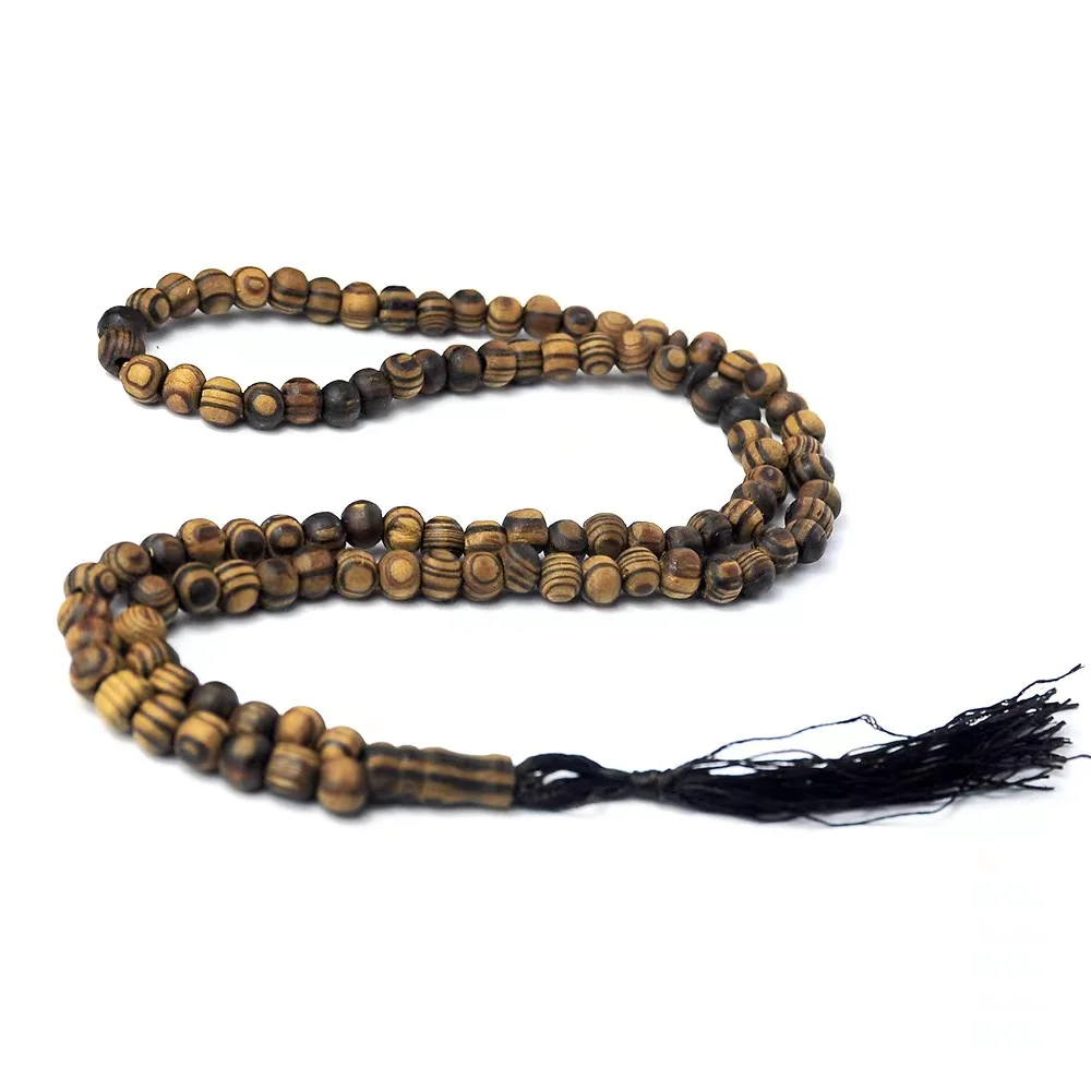 Muslim Prayer beads 99 8mm natural wood grain rosary beads Middle Eastern Indonesian prayer Tesbiha bead