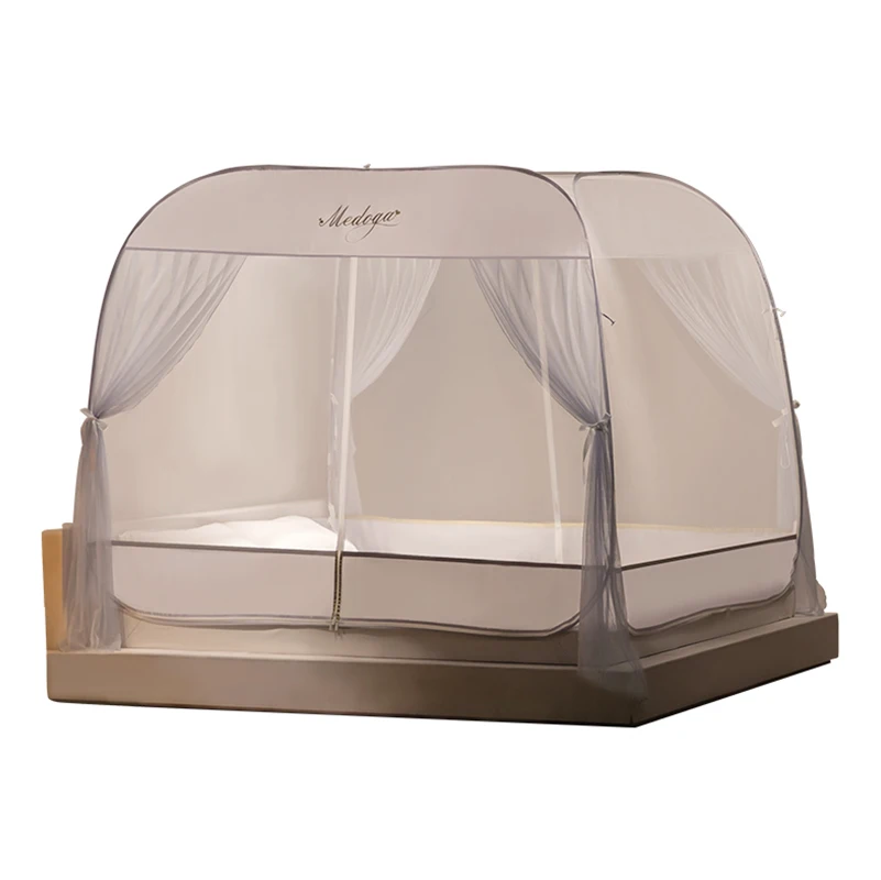 Romantic Pop-Up Portable Folding Bed Canopy Bed Curtains With Elegant Drapes Mosquito Net