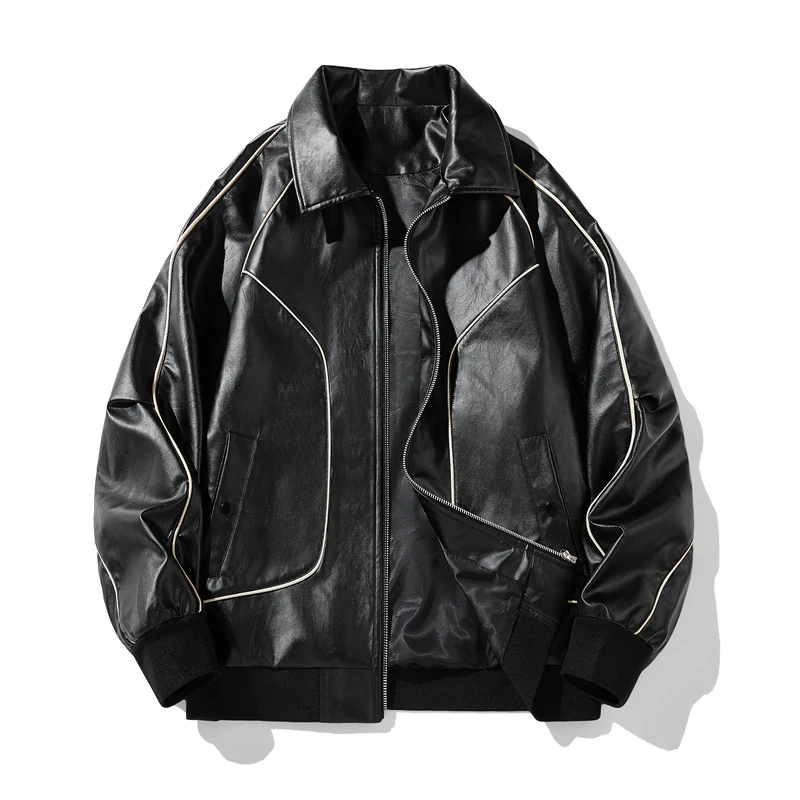 New Genuine Fashionable Plus Size customized Coat  khaki Black Letterman College Leather Bomber Jacket For Men