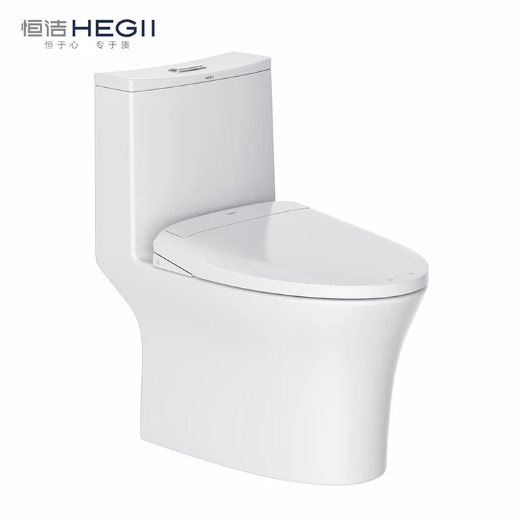 HEGII Hand touch open s trap elongated bathroom smart electronic ceramic toilet bowl electric toilet with heating seat