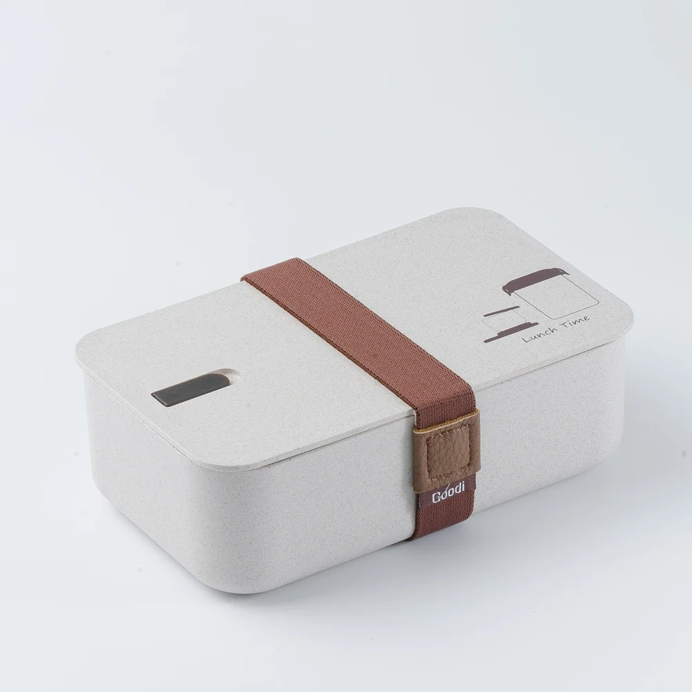 Healthy Rice Fiber Wheat Straw Bento Lunch Box Microwaveable Grids Student Lunch Container Personalized Gift Suit