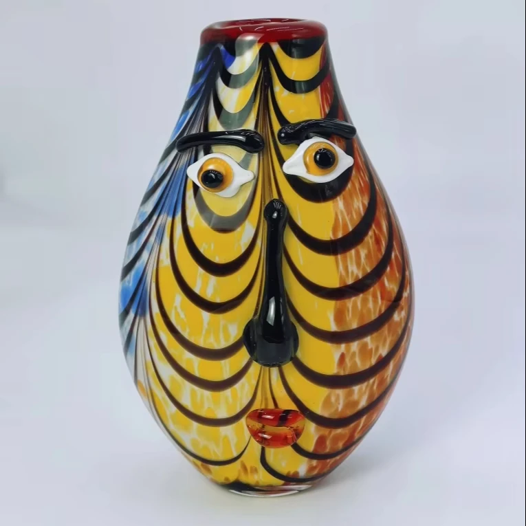 Murano Glass Vase Hand Blown Vase Face Vase