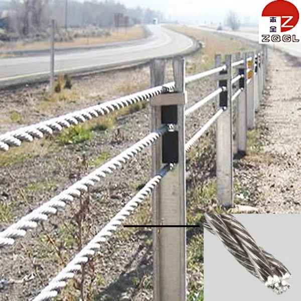 Road Barrier Traffic Barrier Galvanized Wire Rope 3x7-19mm Highway Cable Used in Highway Guardrail