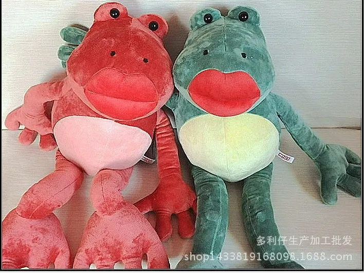 Wholesale Flaming Red Lips Couple Frog Claw Machine Plush Toy Dolls Unisex Polyester Mesh Lining PP Cotton Stress Relief Filling