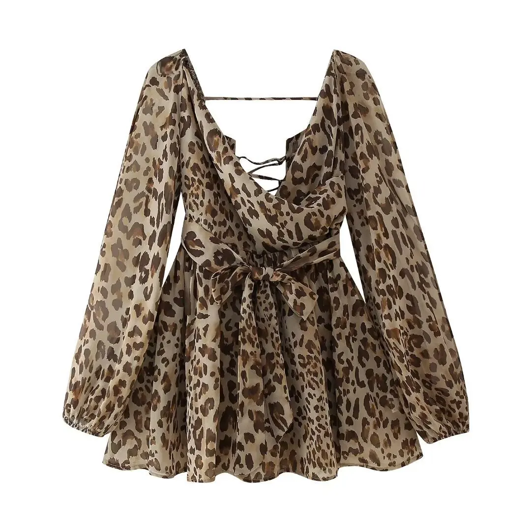 Женское сексуальное платье с открытой спиной и длинным рукавом