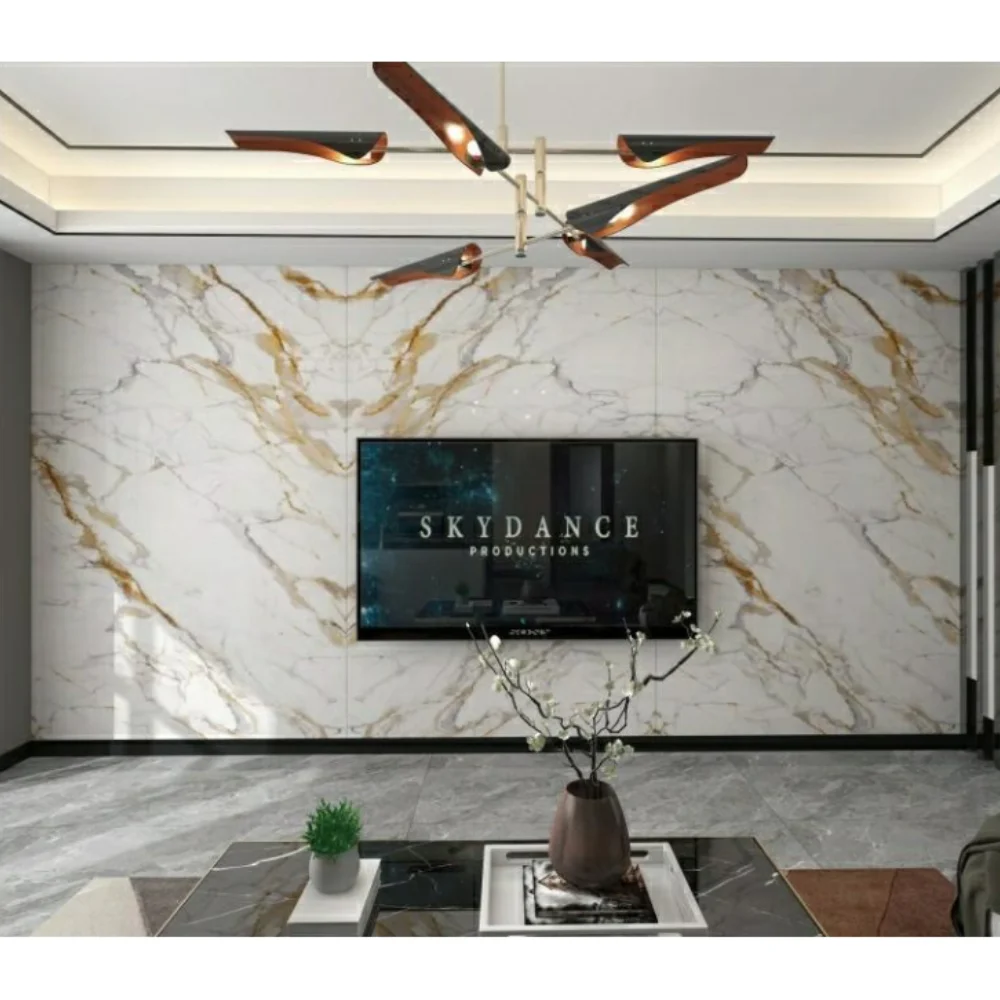 Deedgreat Porcelain Tiles 6mm 8mm Bathroom Accent Slab Tile for Hotel Background Wall Living Room Carbon Rock Plate