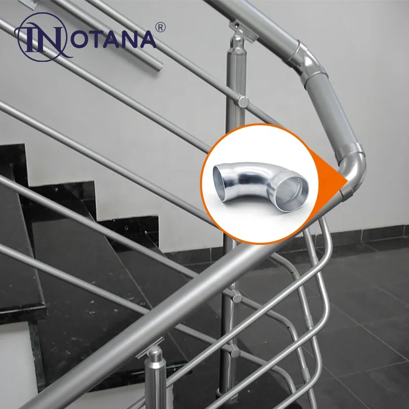 Aluminium aluminum balcony rails accessories handrail pipe connector 90 degree  elbow