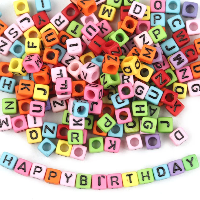 100pcs/pack English letter bead  Solid Alphabet Acrylic Beads Big Hole Silicone Beads for Handmade Making