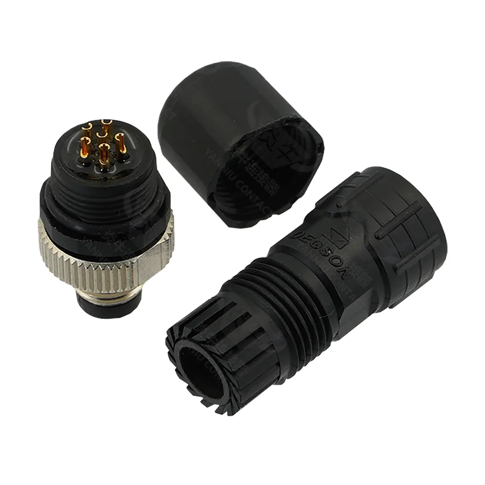 1PCS DEGSON PA-M8A-03P-04P-06P-08P-MM-FF-SL7001 Circular Connector M Series Field Mounted Male Straight M8 Soldering Connector