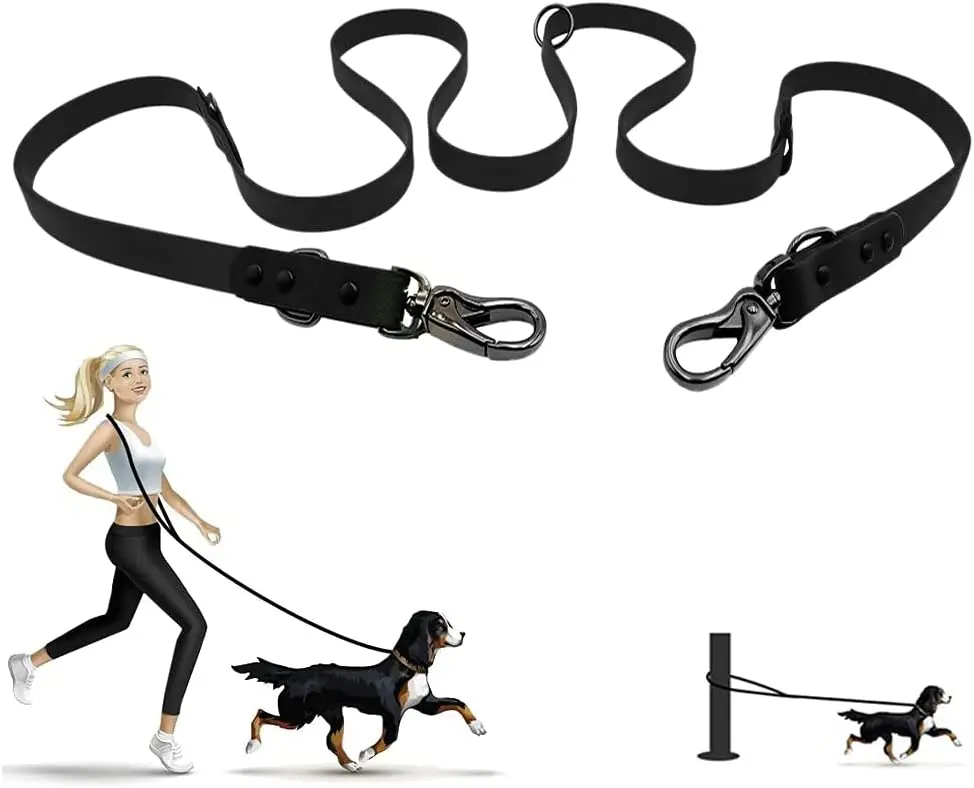 Durasoft Multifunctional Waterproof PVC Coated Nylon Adjustable Hands Free Pet Dog Leash Heavy Duty Snap Hooks Plastic Material