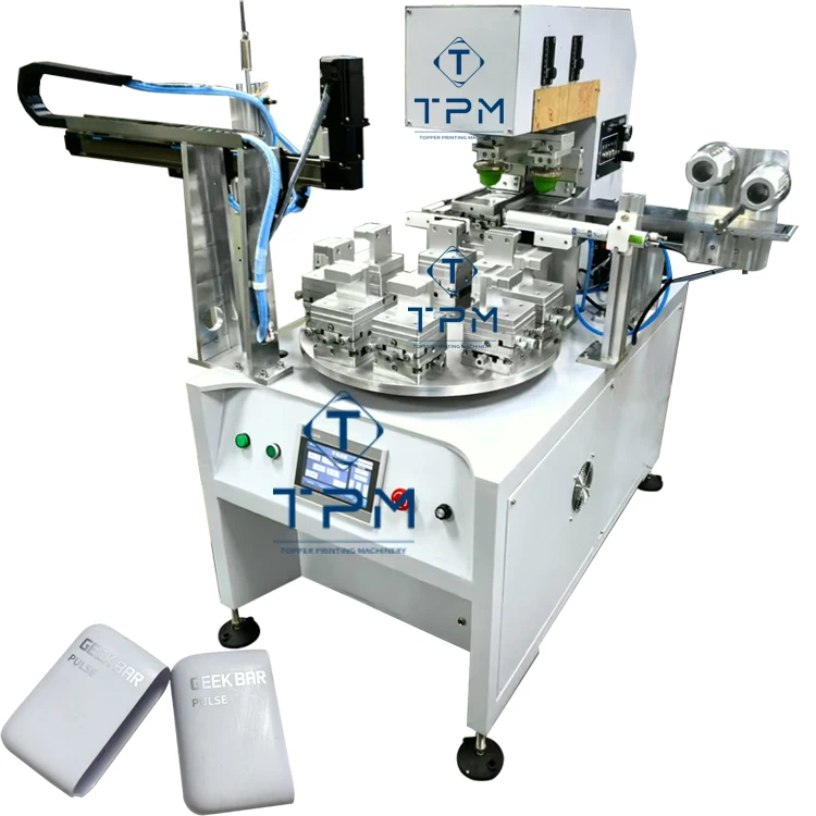 Semi auto custom ink tray 2 color for plastic bottle toys power bank logo pad printing machine with shuttle