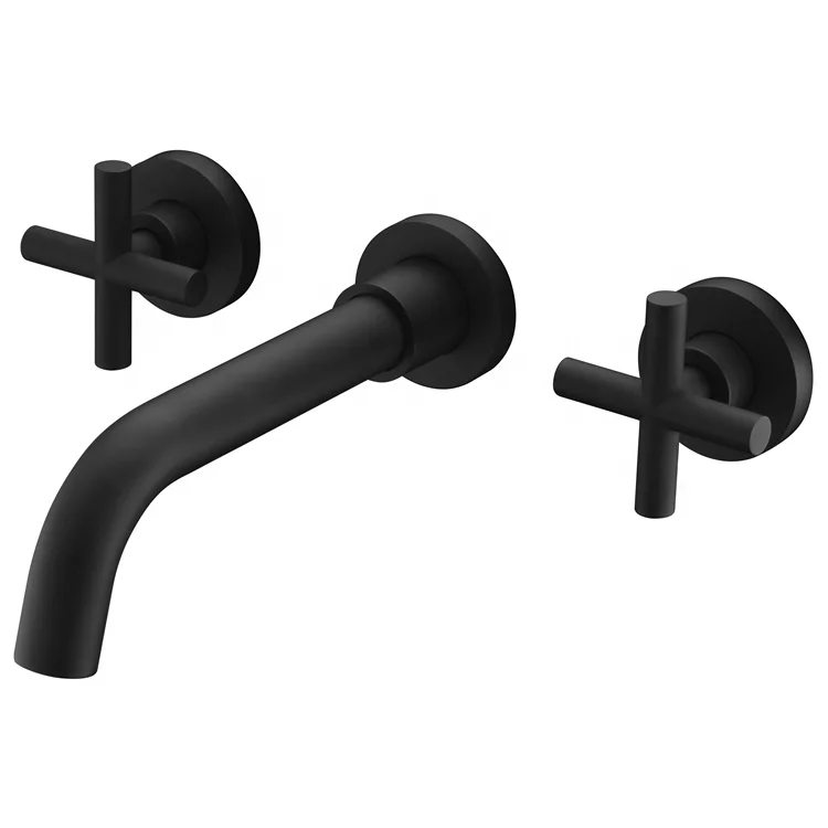 Luxury Design Wall Mounted Black Chrome 304 Stainless Steel Rotary Switch Kitchen Faucet For Basin Sinks With Single Hole