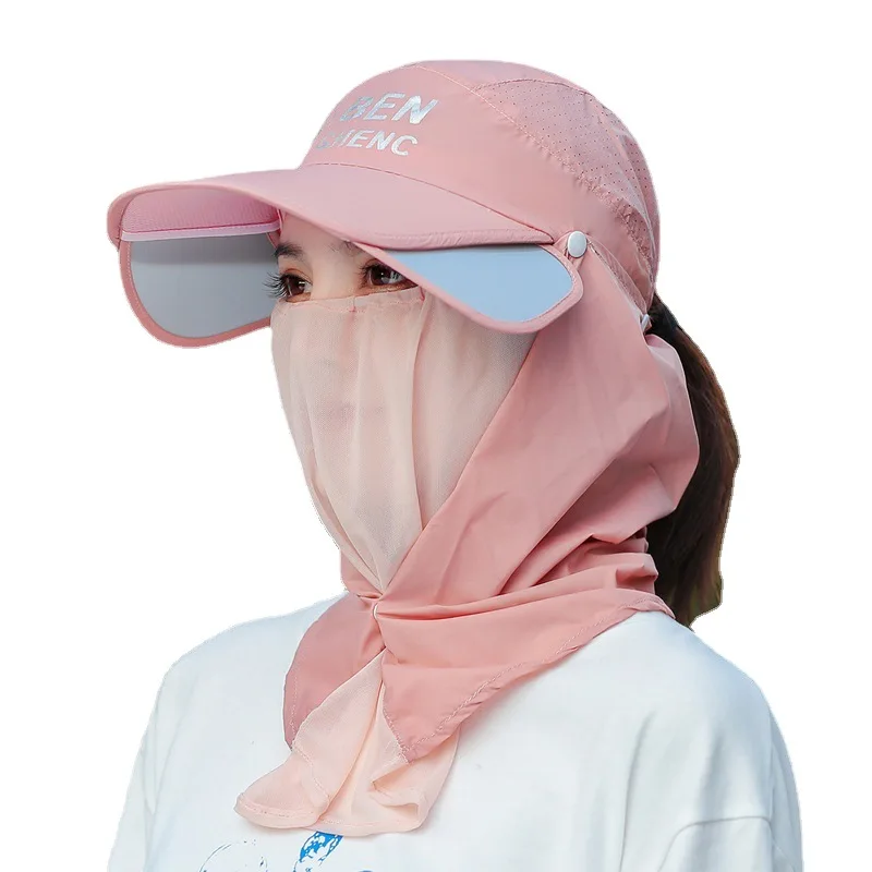 Wholesale Outdoor Wide Brim Sun Protect Neck Flap Cover Sport Baseball Face Cap For Women