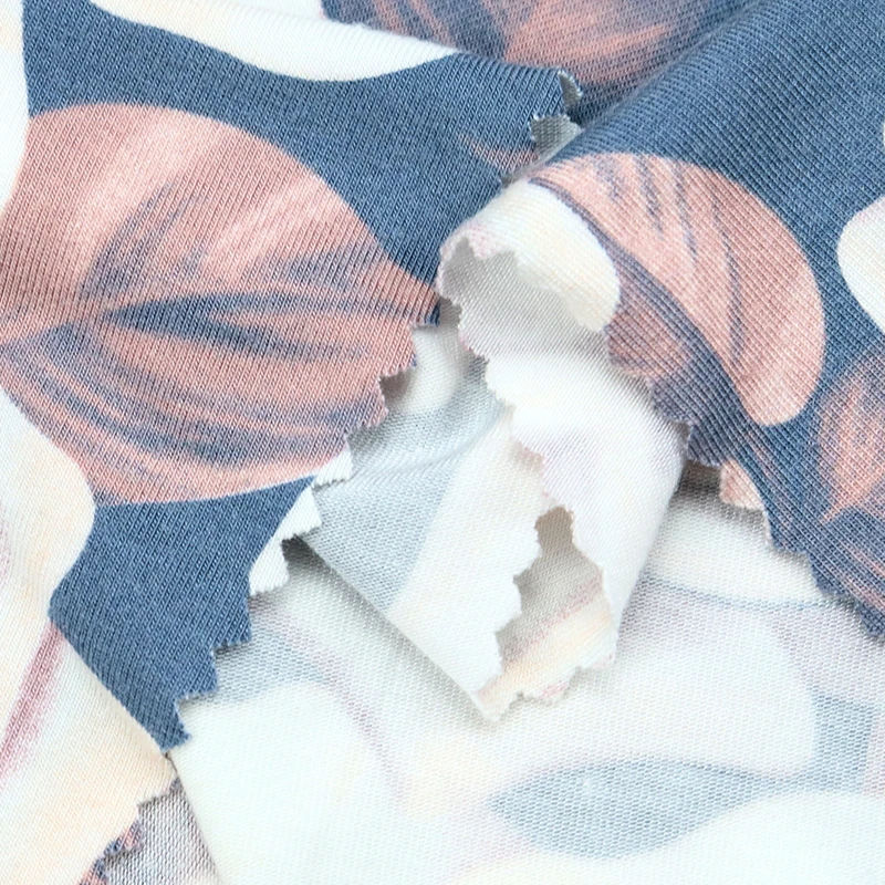 Modal 95%  Spandex 5% Weft Knitting Superfine fiber modal Fabric 170gsm Big Flower Print For Underwear/ Pajamas