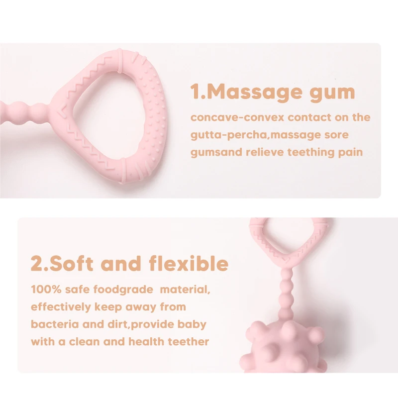 New Design Wholesale Silicone Baby Rattle Toys Baby Teething Toys Food Grade Safe Silicone Baby Teether Rattles