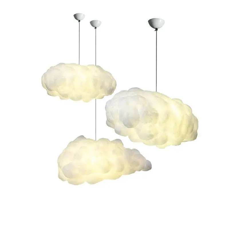 Amazon hot sell sale Creative Nordic RGB hanging lamps post-modern contemporary cotton silk pendant light white cloud chandelier