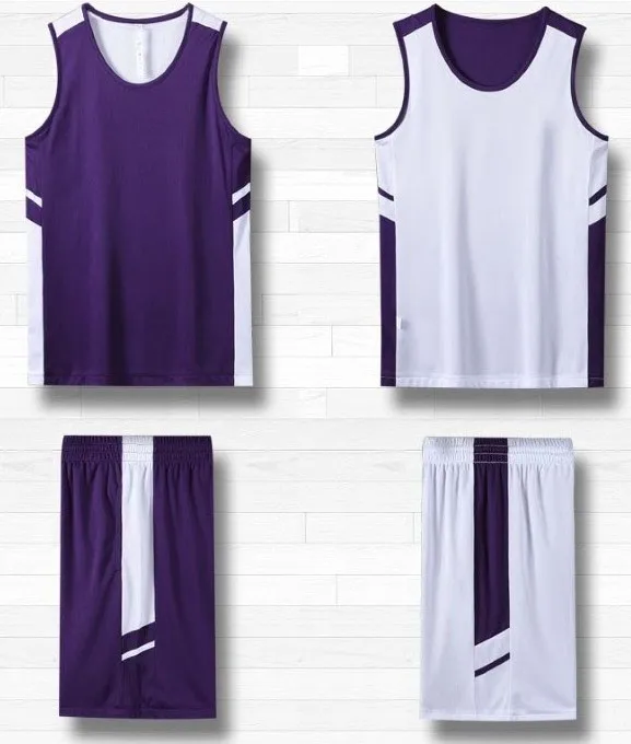 Polyester Material Uniforms Quick-drying Youth blank set basketball uniforms reversible blank basketball jerseys for printing