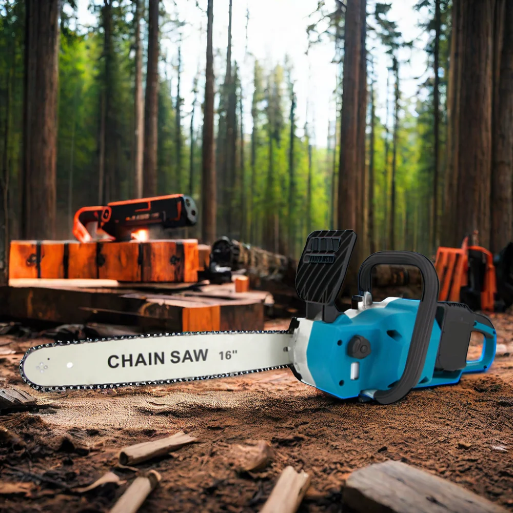 MKT 16 Inch Battery Tool Cordless Lithium ChainSaw Wood Cutting Machine Garden  Electric Power Long Reach Chain Saws