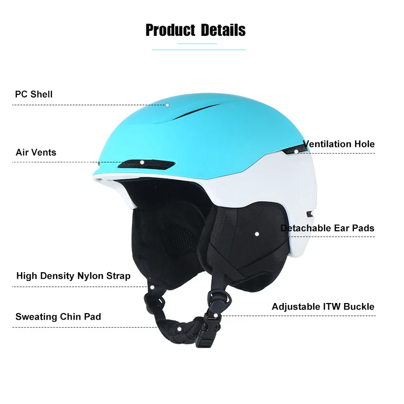 OEM ODM Custom High Density EPS+PC Shell Skiing Helmet Breathable Safety Ski Snow Helmet for Adults Unisex