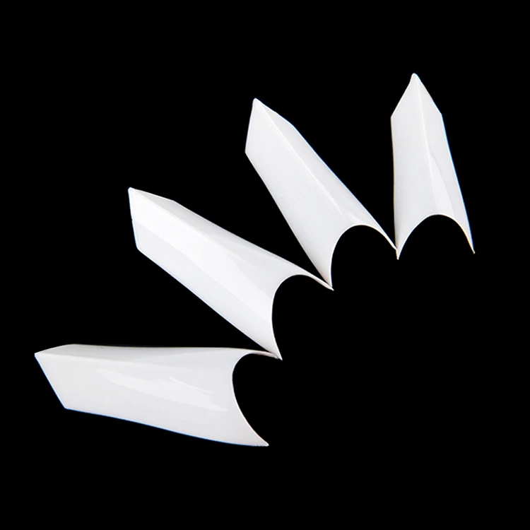 New Product Artificial Extra Long Natural White Clear Nail Tips Gel Curved French Salon Stiletto False Nail Tips