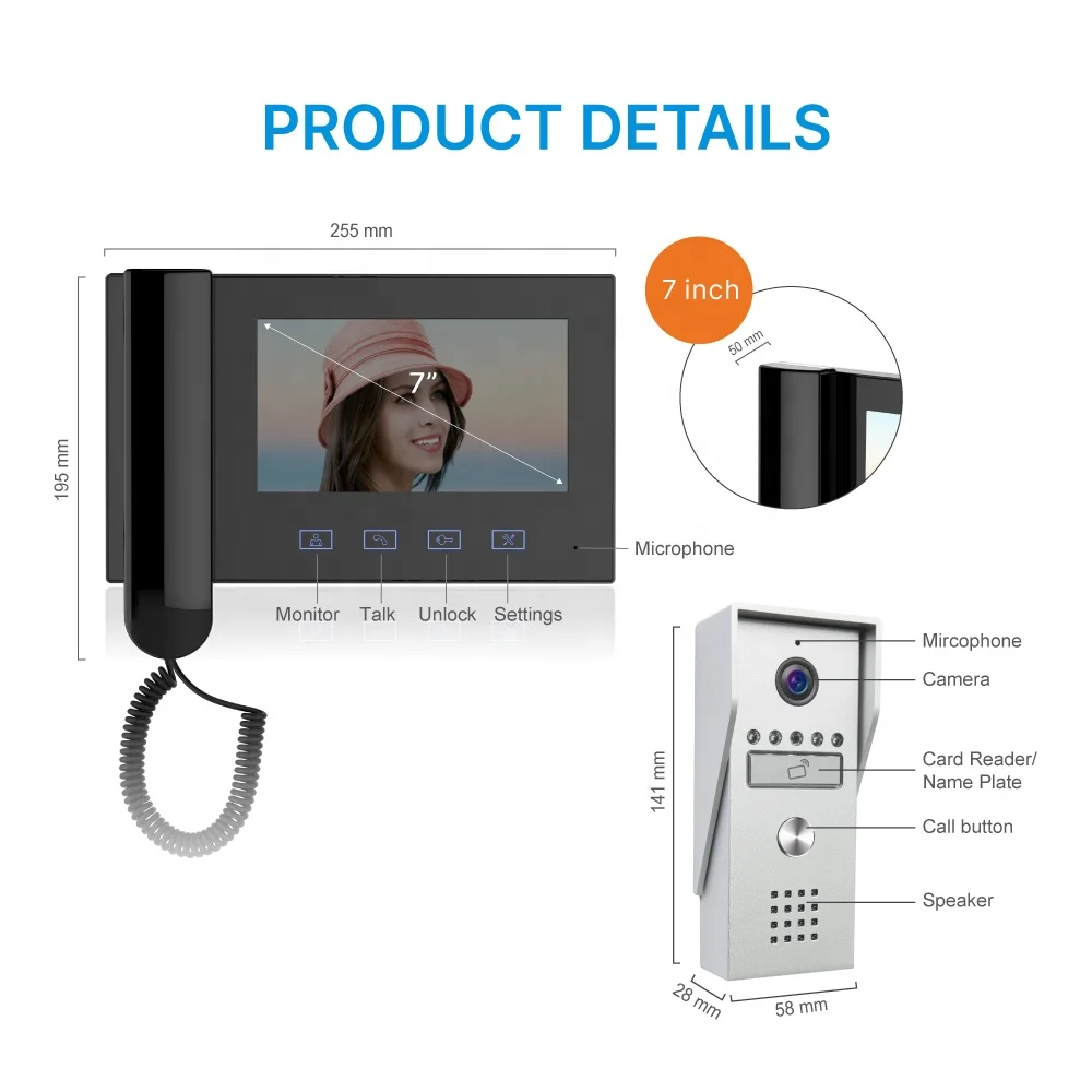 Smart waterproof hot selling video doorbell camera wired doorbell high quality video intercom video door phone