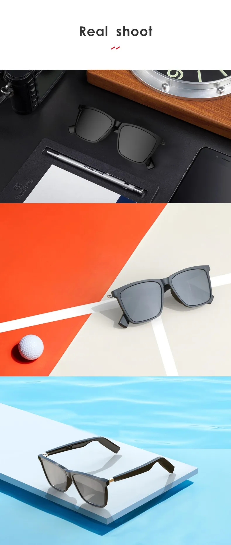 Avoiding Sunlight Nylon Lens IP67 waterproof sweatproof Smart Glasses with Earphone