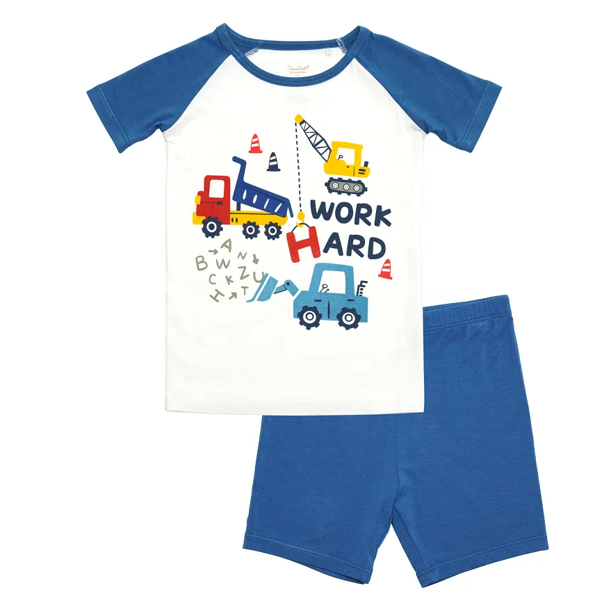 Wholesale Kids Clothing Summer Clothes Custom Thin Print Boys Short Sleeve T-Shirt Shorts 2 Piece Set Kids Streetwear