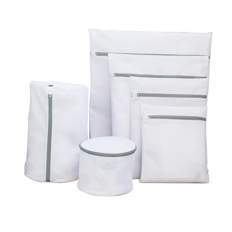 Customize travel white  Foldable Underwear reusable 7 size washing zip mesh laundry bag
