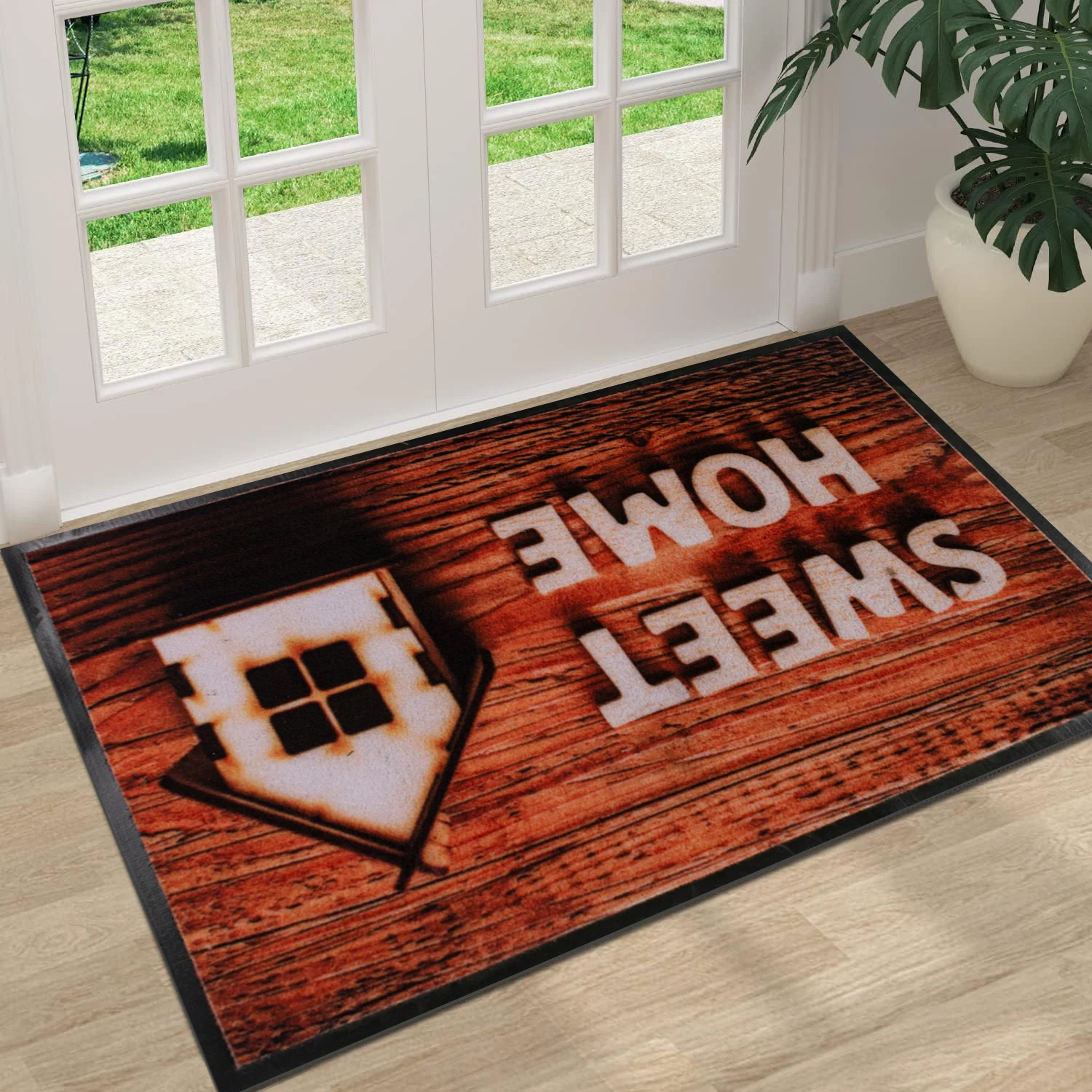 Indoor/Outdoor Entrance Floor Mat with Non-Slip Rubber Backing, Fabric Border, Stain Resistant and Quick Drying