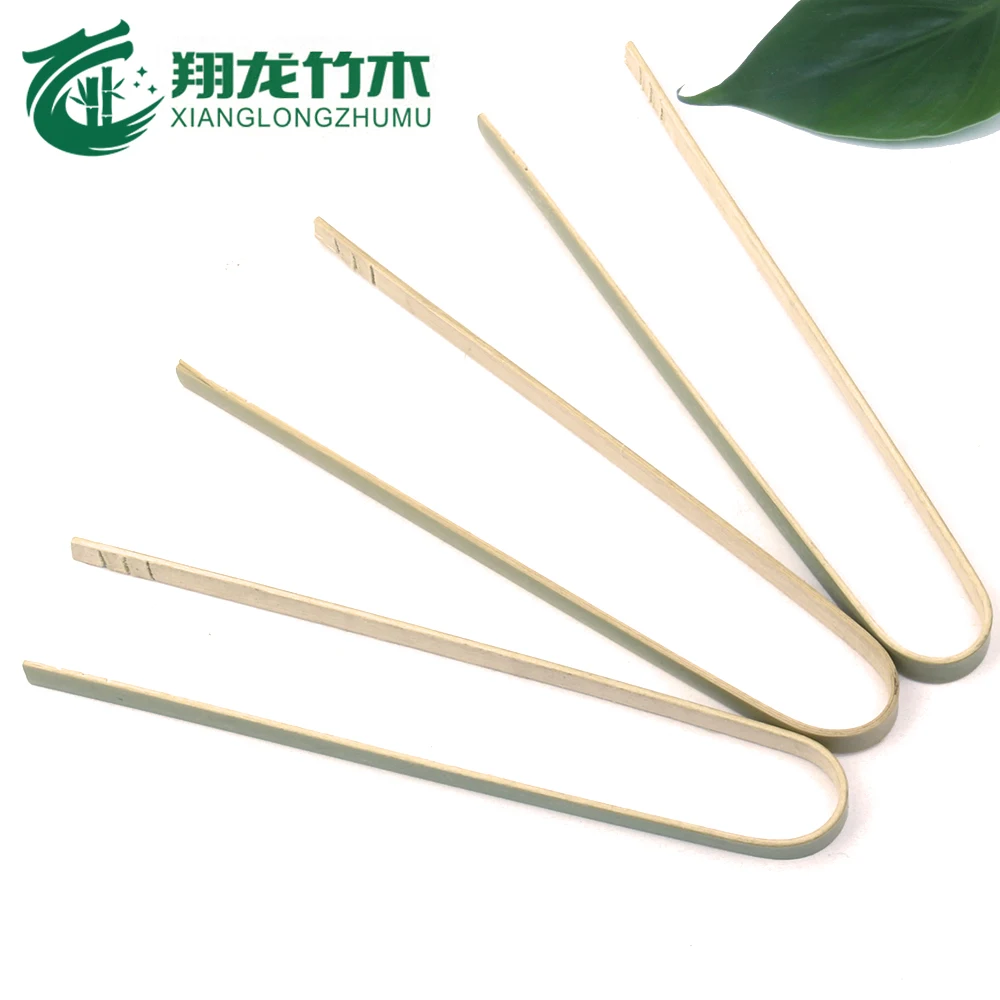 U shape  green color toast bamboo  tongs/bamboo clip