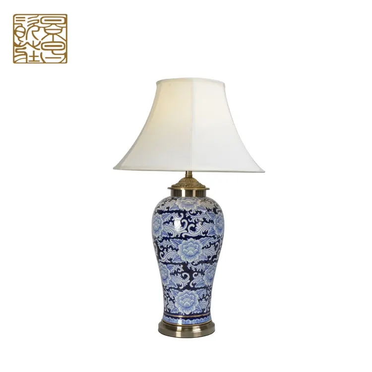 Modern living room lighting ceramic shade lamp table lamp with base switch