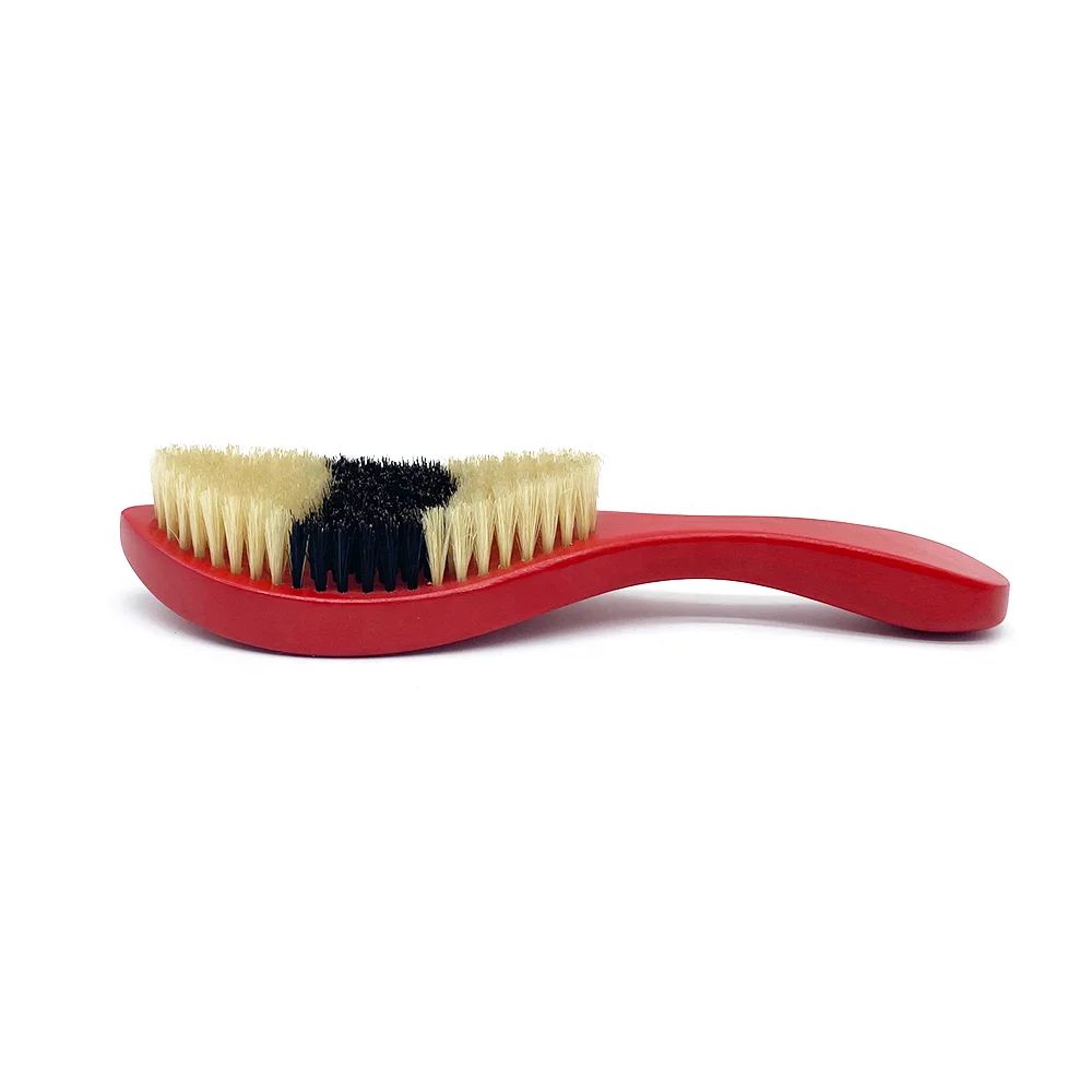 High End Cepillo 360 Wave Curved Beard Brush Natural Wooden Wholesale Logo Handle Soft Bristle Hair Beard Brush for Men