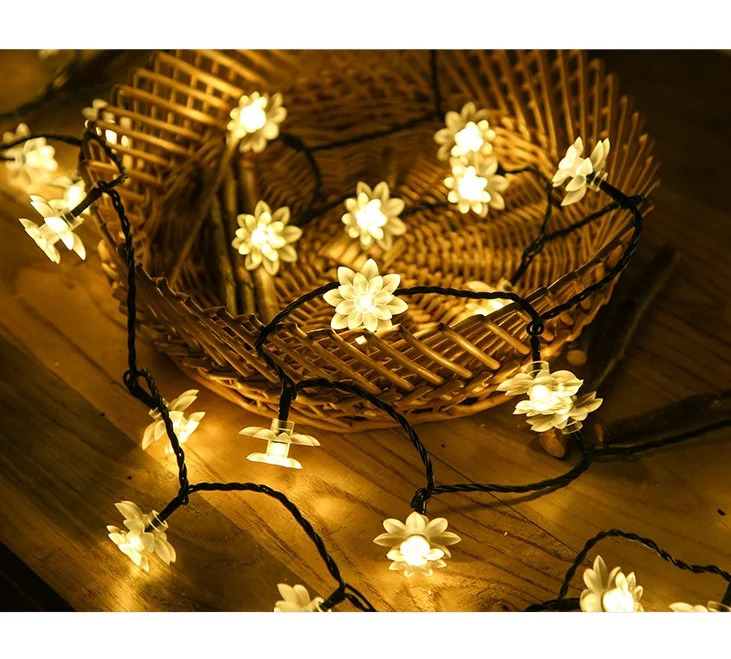 BEST SOLD LED lights string lotus solar outdoor waterproof cherry blossom garden landscape tree Christmas decoration lights