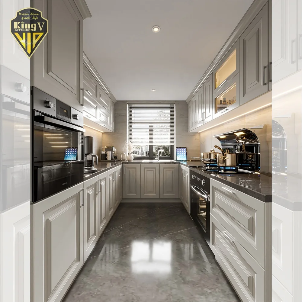 Shaped Modular Design Luxury white Matt Lacquer Modern Kitchen Cabinet kitchen cabinet customized