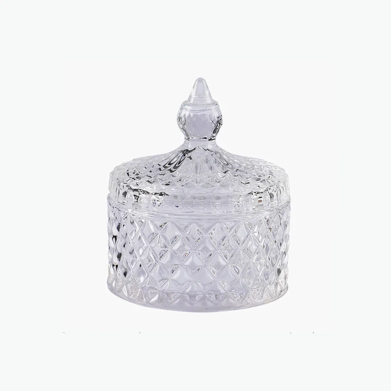 Custom eco-friendly glass candle holders with glass lid   empty candle jars