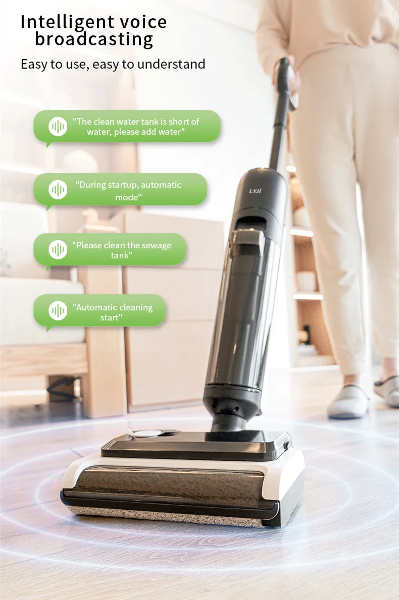 Smart touch screen display brushless motor 4 in 1 voice assistant wet and dry vacuum water self cleaning for hard wood floors