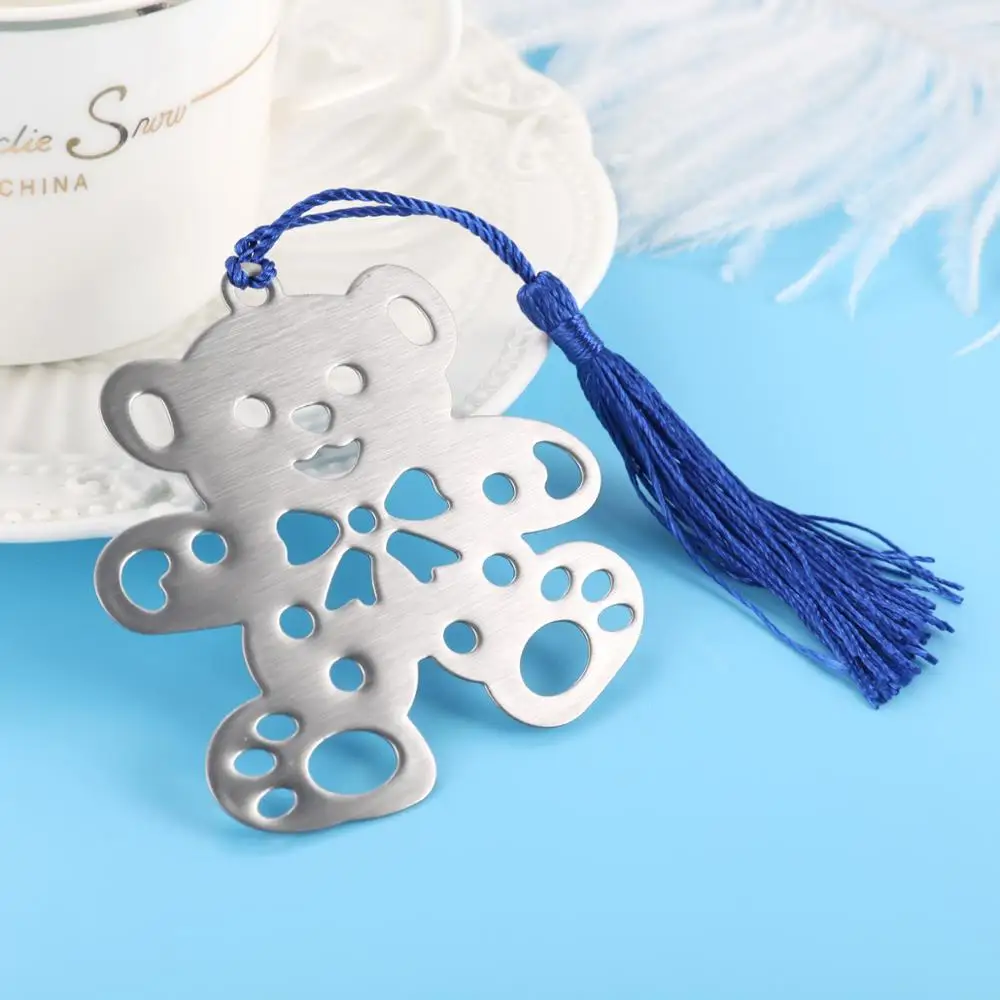 
wedding favors bear-shaped metal bookmark for books Pink and sky blue 