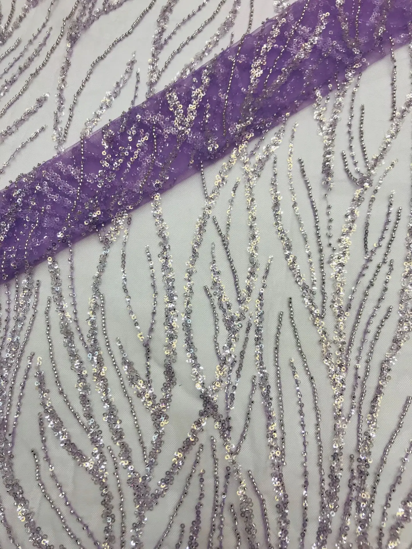 LS336 New French Tulle Mesh Polyester Lace Luxury White Bridal Beaded Sequins Lace Embroidery Wedding Dress Fabric