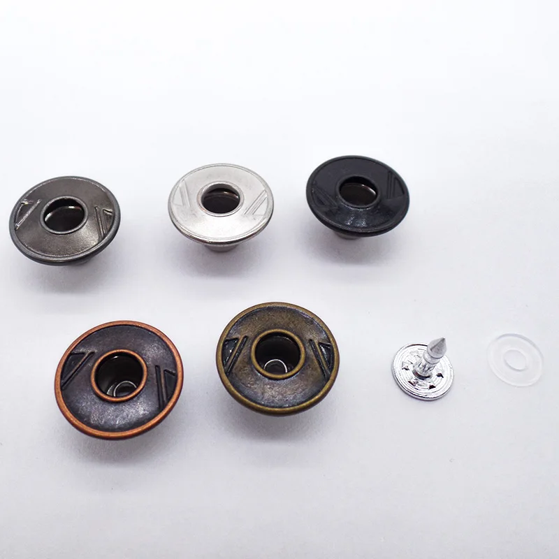 Silver Black Colour Brass Jeans Button And Rivets Copper Metal Jean Button For Denim Trousers
